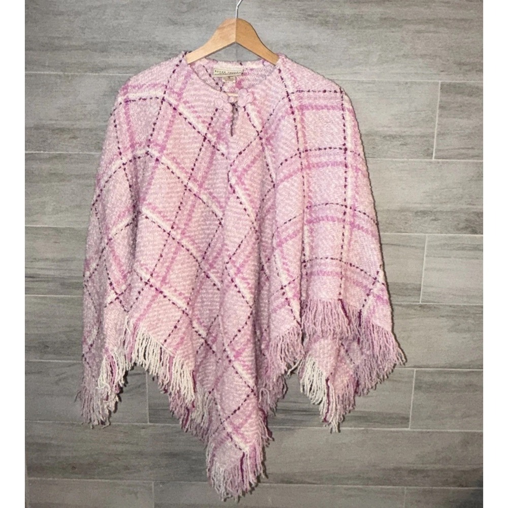 Boyne Valley Weavers Pink Wool Alpaca Blend Shawl Cape One Size Poncho Ireland